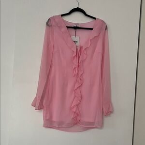Elegant Pink Ruffle mini dress